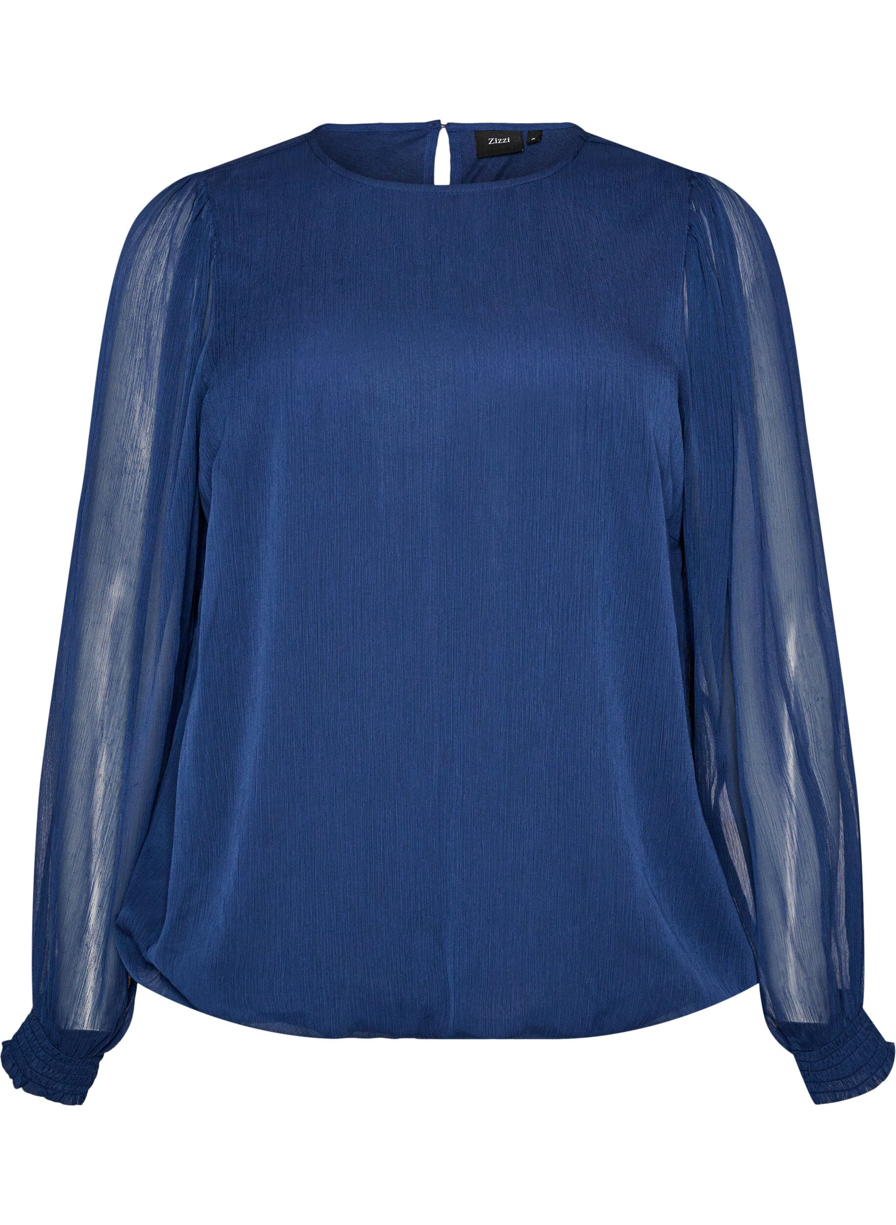 ZizziBluse aus Chiffon mit transparenten &Auml;rmeln, Blau, Packshot image number 0