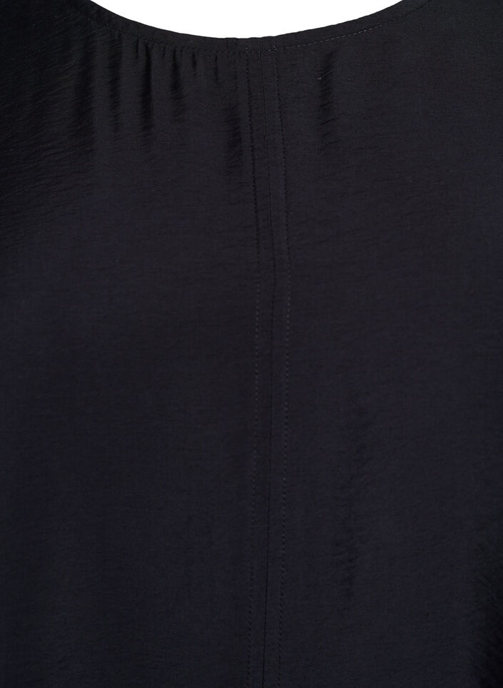 A-Linien-Kleid aus Viskose mit kurzen Ärmeln, Schwarz, Packshot image number 2