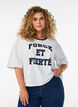Boxy T-Shirt mit Streifen und Statement-Print, Wei&szlig;, Model image number 0