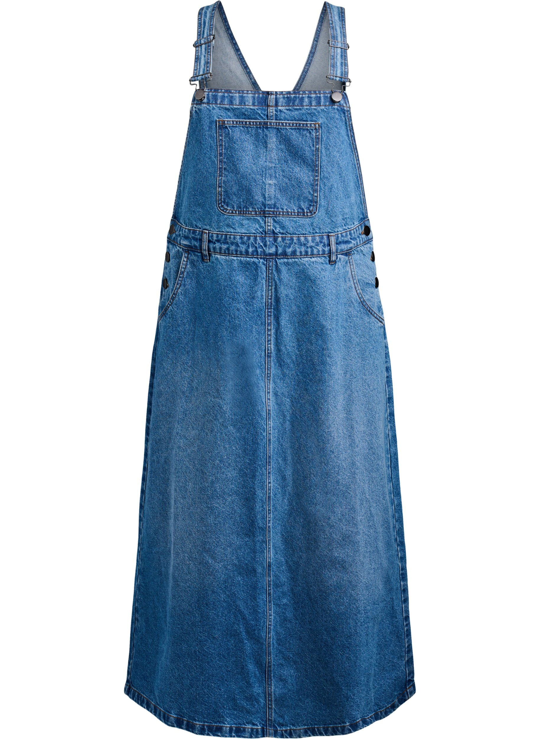 ZizziMidi-Latzkleid aus Denim, Blau, Packshot image number 0