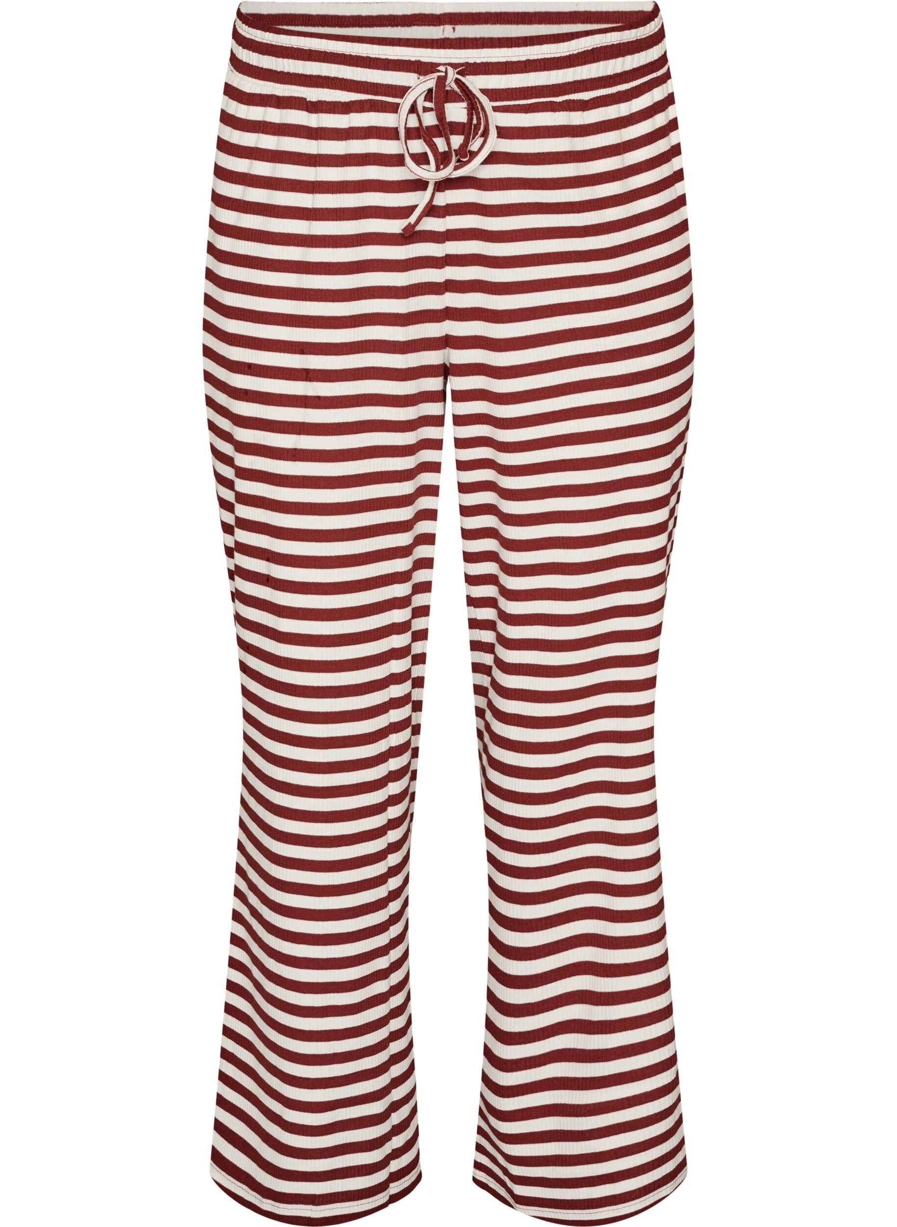 ZizziGestreifte Schlafanzughose mit hoher Taille und weiten Beinen, Rot, Packshot image number 0