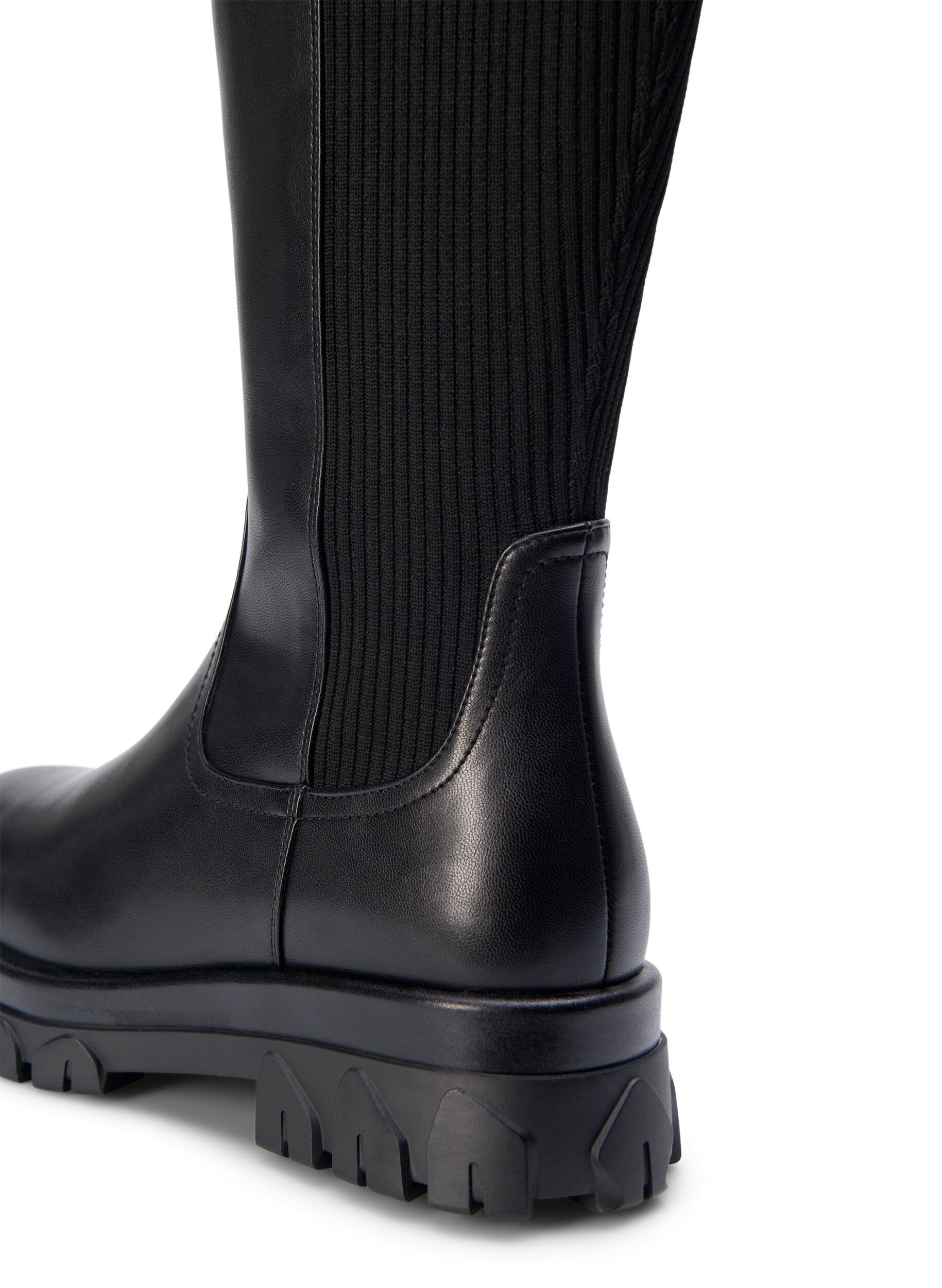 ZizziHoher Stiefel mit Rei&szlig;verschluss und elastischen Eins&auml;tzen, Schwarz, Packshot image number 2