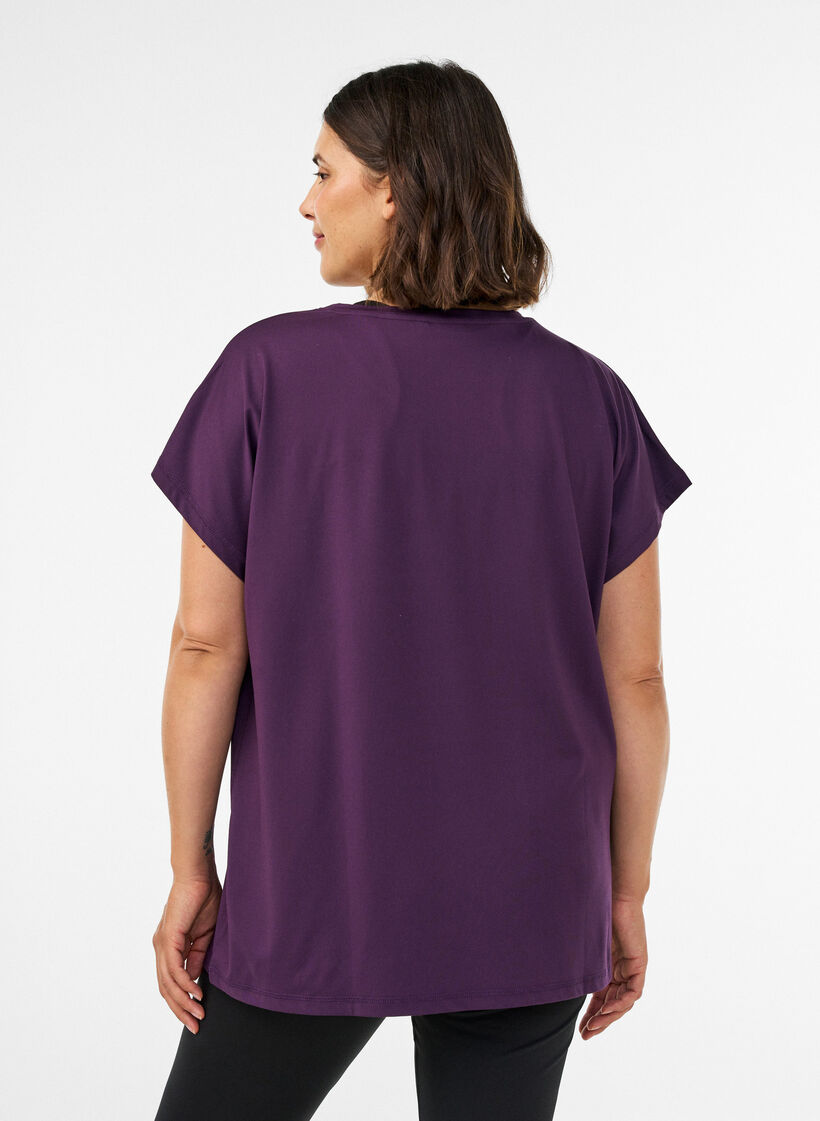 Einfarbiges Trainings-T-Shirt, Lila, Model image number 2