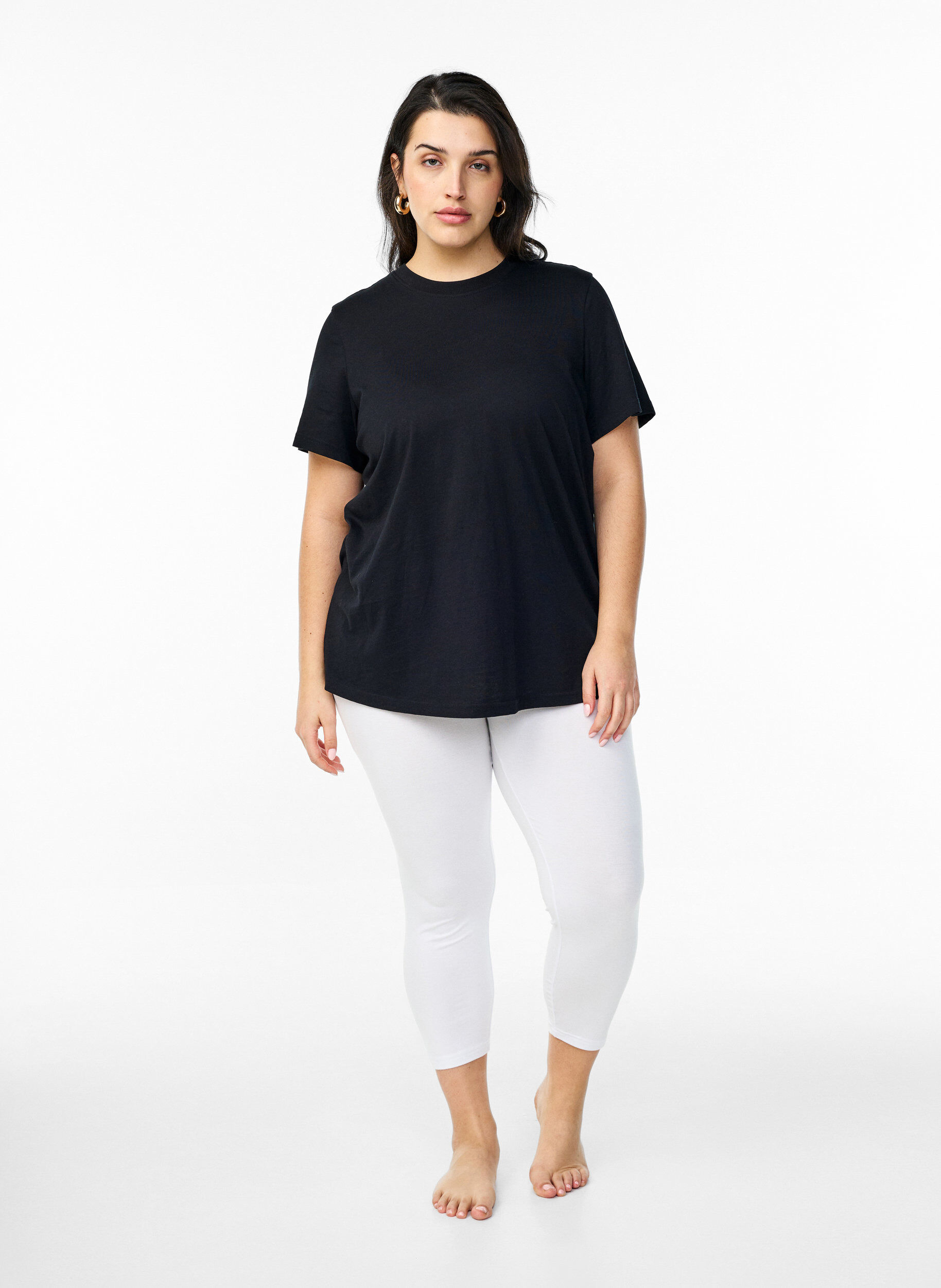 ZizziBasic 3/4-Leggings aus Viskose, Wei&szlig;, Model image number 1