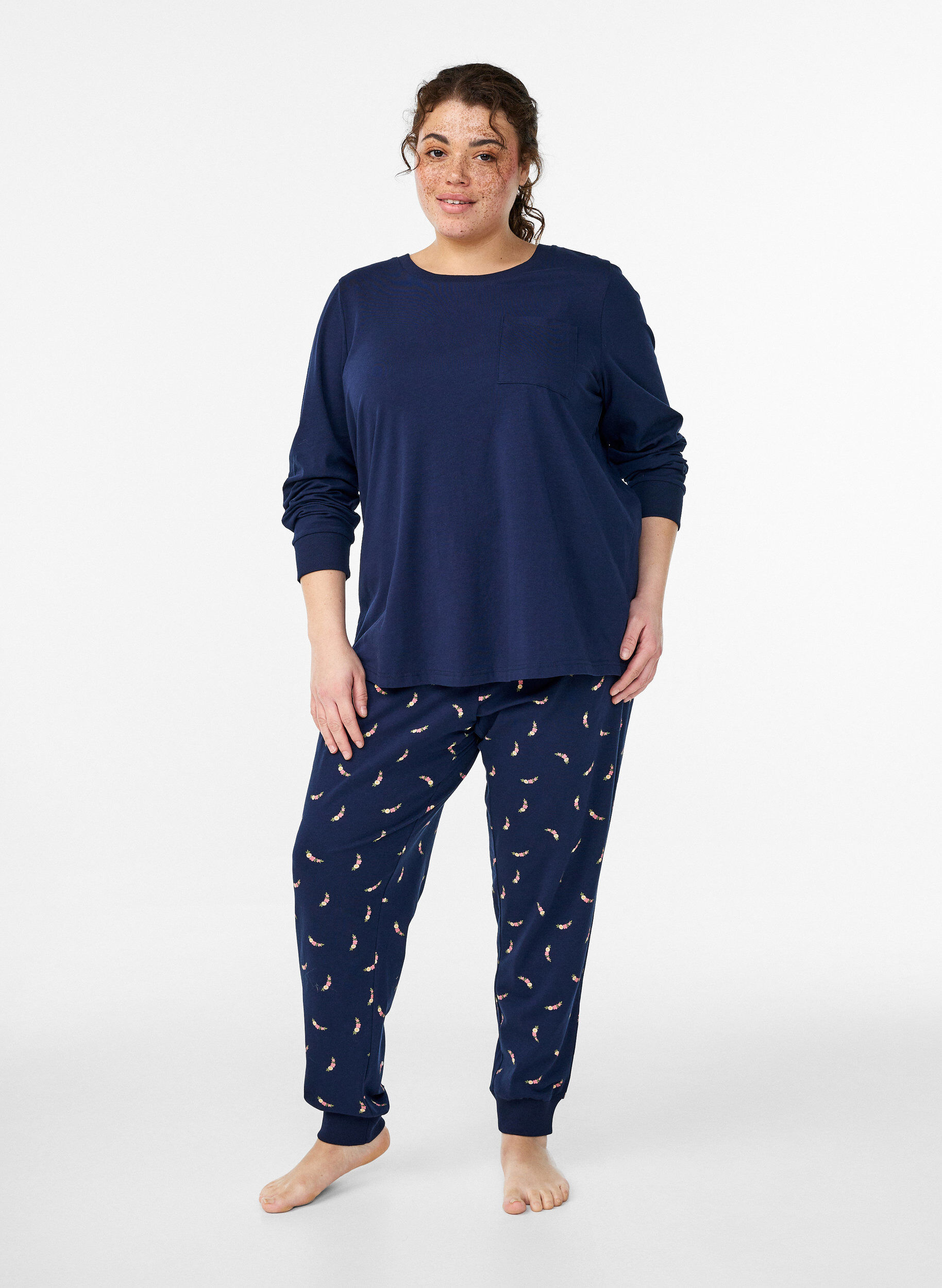 ZizziBedruckte Pyjamahose, Blau, Model image number 0