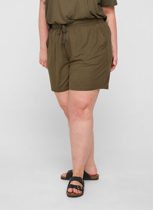 Shorts aus Rippqualität mit Taschen, Olivie Night, Model image number 2