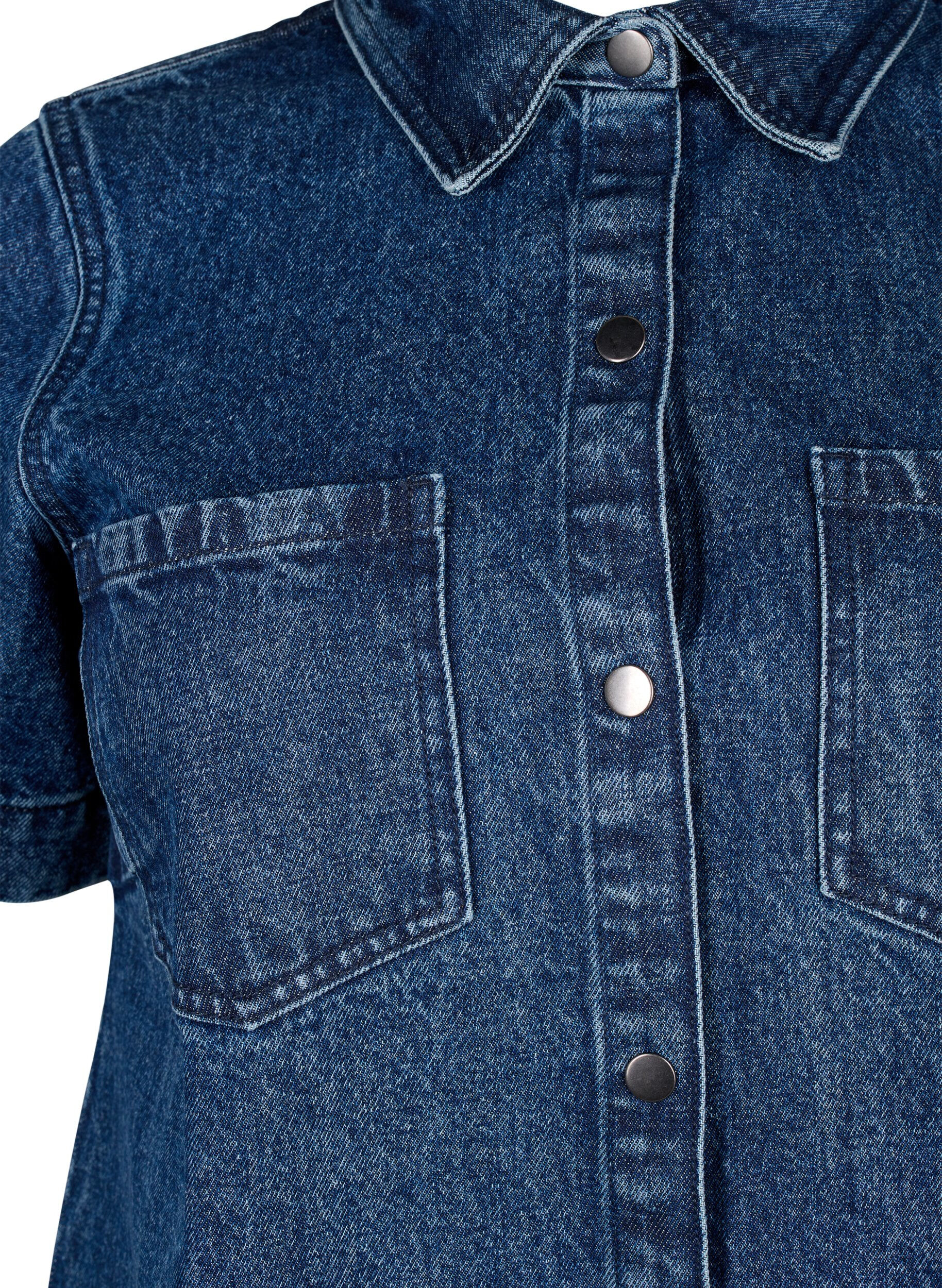 ZizziLanges Denim-Shirt mit kurzen &Auml;rmeln, Blue Denim, Packshot image number 2