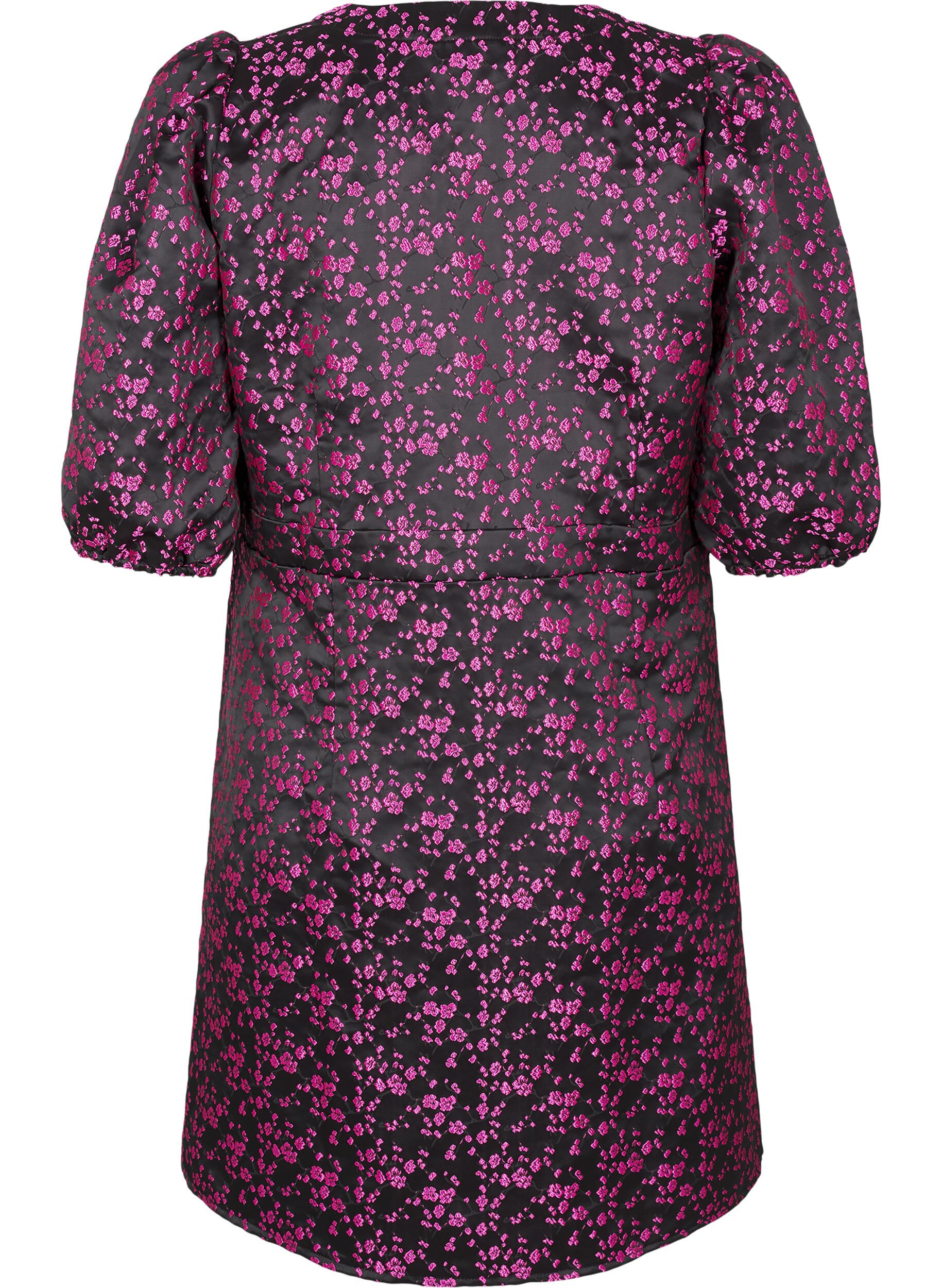 ZizziKnielanges Kleid mit aufgestickten Blumen, Black Pink Flower, Packshot image number 1
