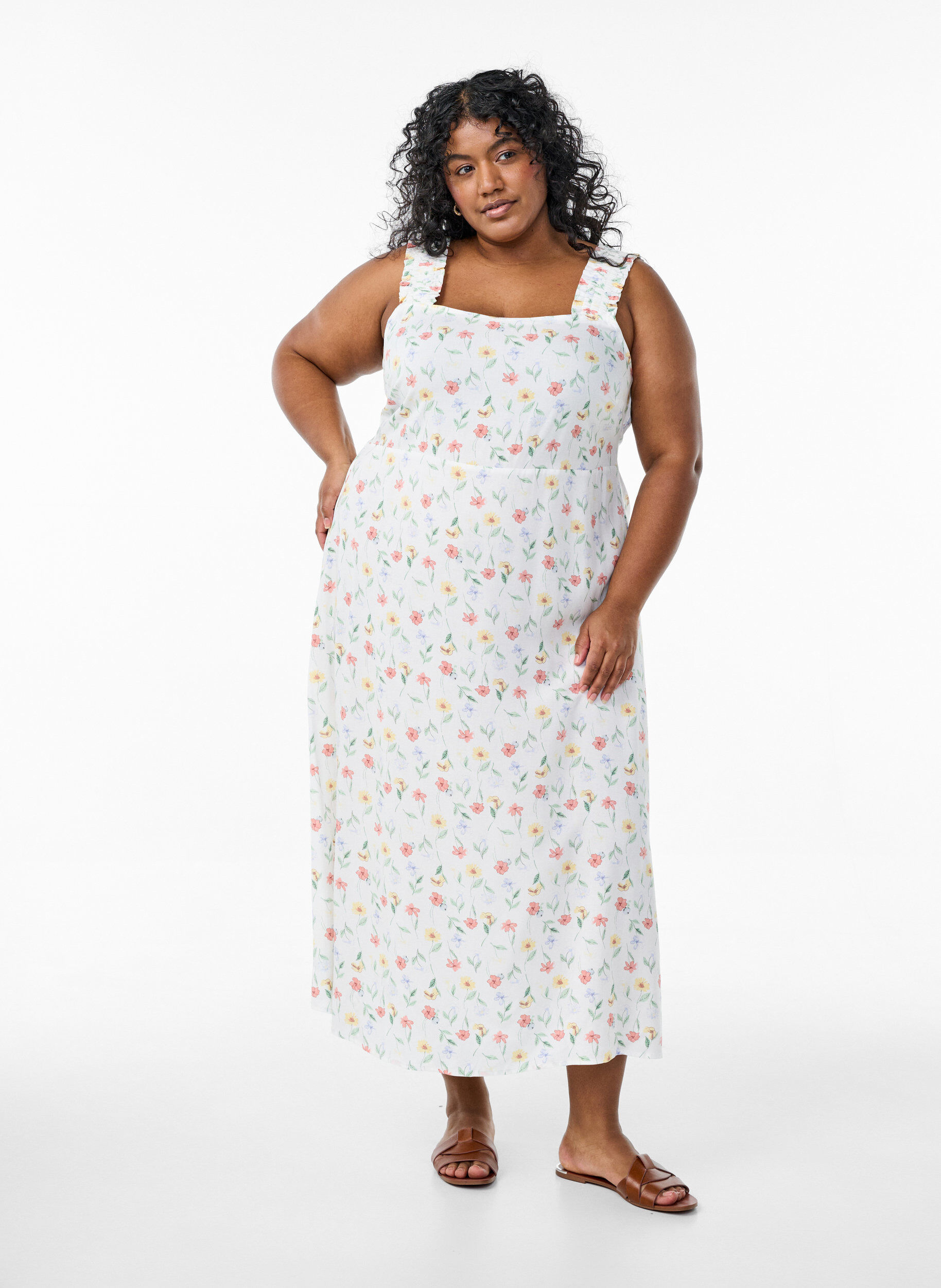 ZizziSommerkleid mit breiten Tr&auml;gern, Wei&szlig;, Model image number 0