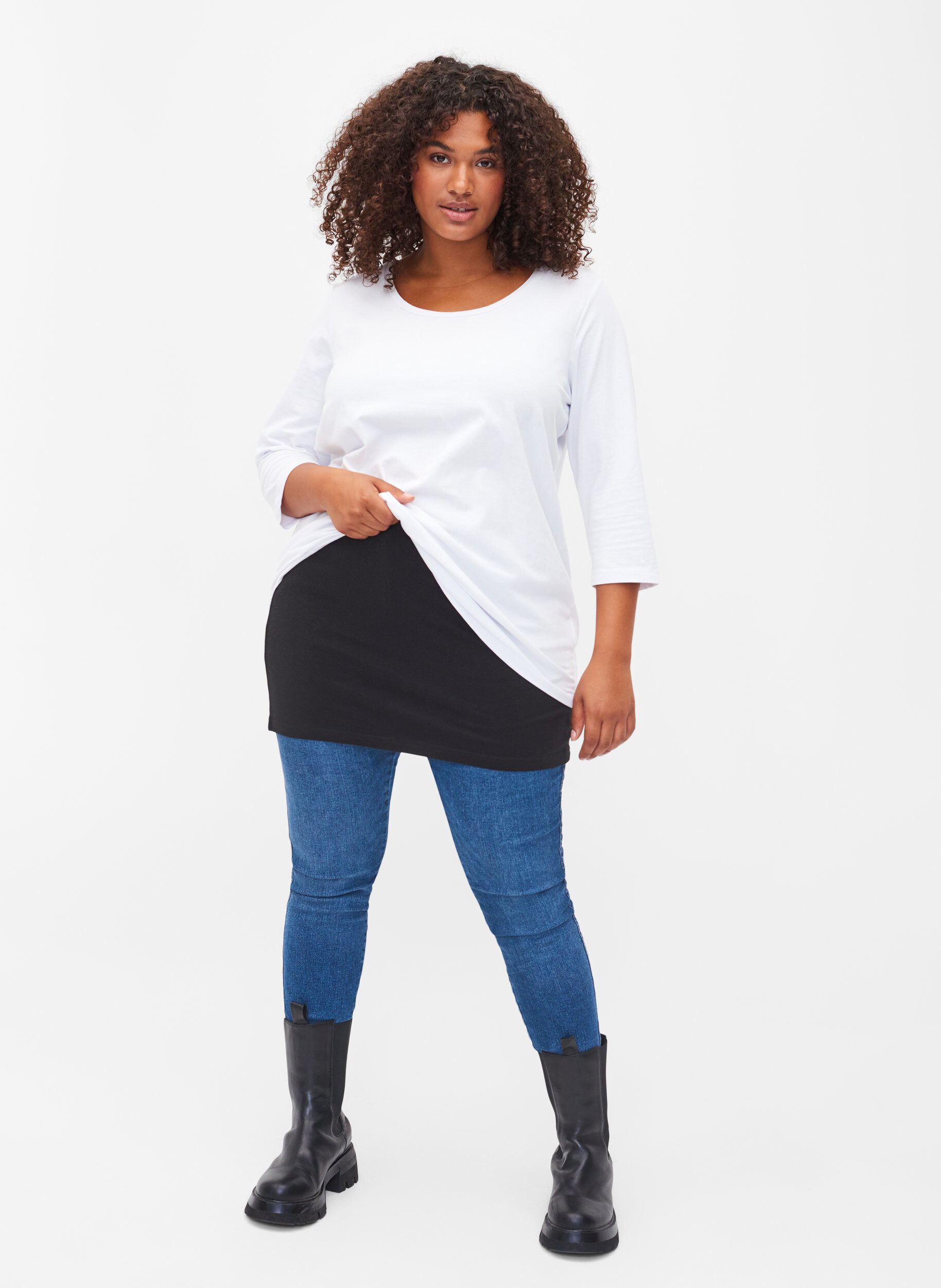 Zizzi2er-Pack Top Extender, Black/Black Dot, Model image number 3