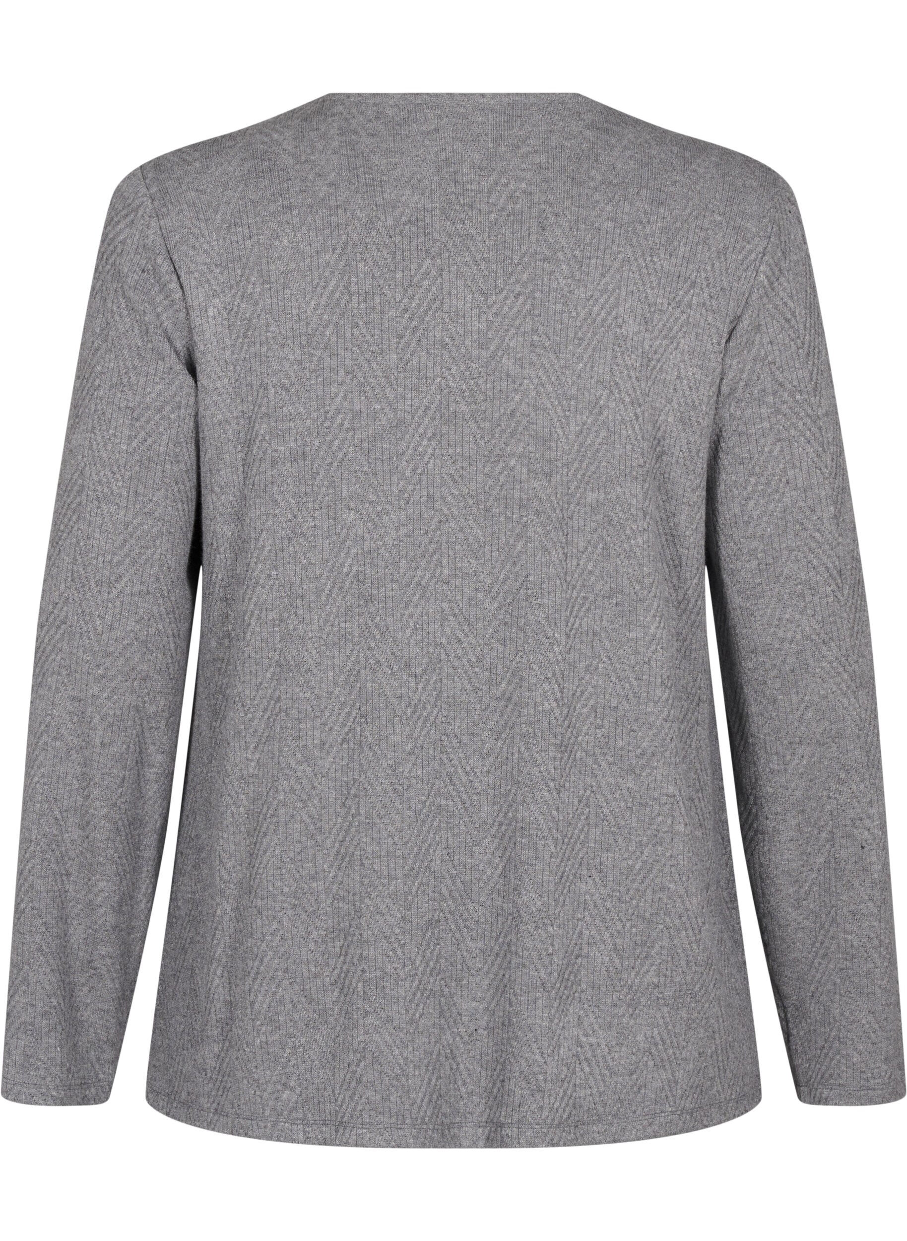 ZizziGemusterte Bluse mit langen &Auml;rmeln, Grau, Packshot image number 1