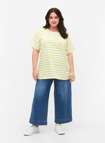Gestreiftes T-Shirt aus Baumwolle, Wild Lime Stripes, Model image number 2