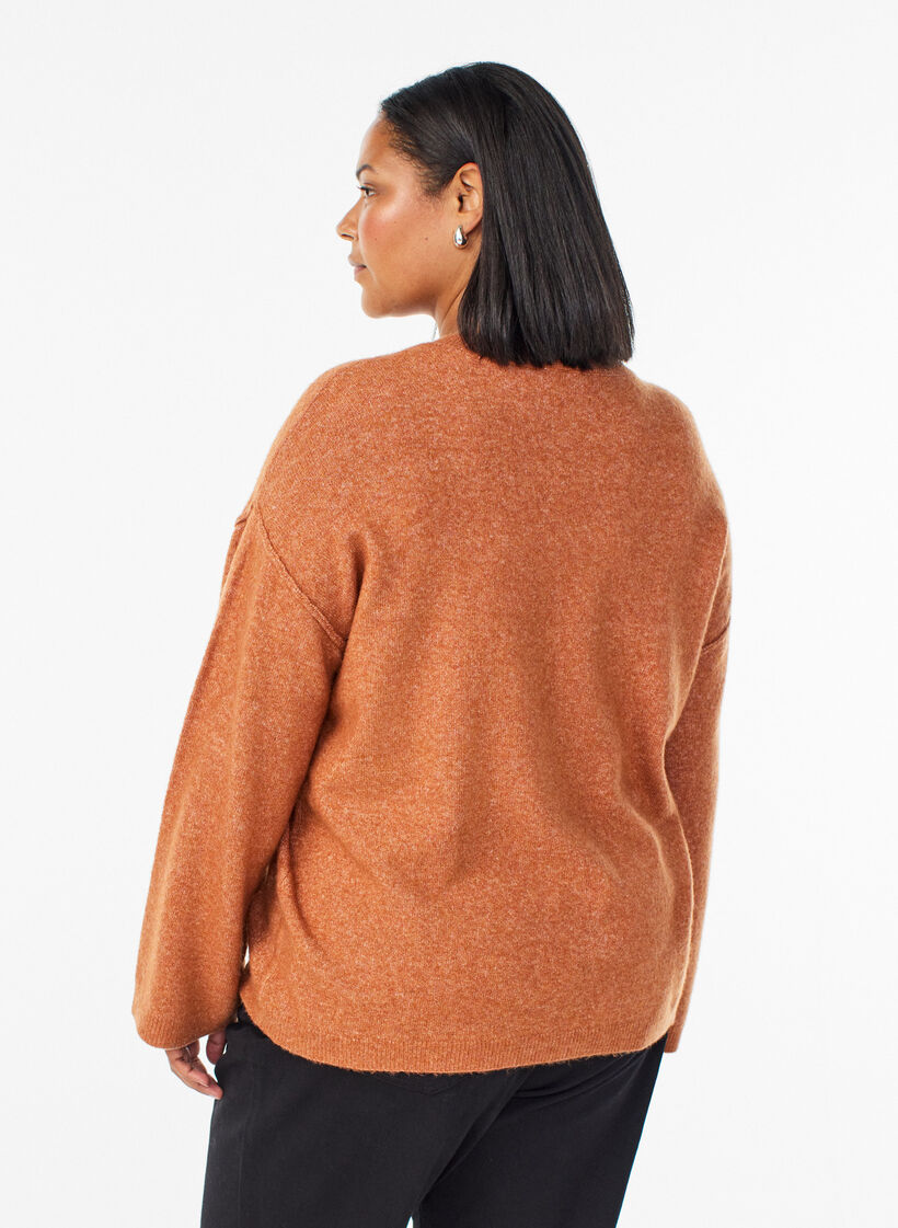 Lockerer Strickpullover mit markanten Nähten, Orange, Model image number 2