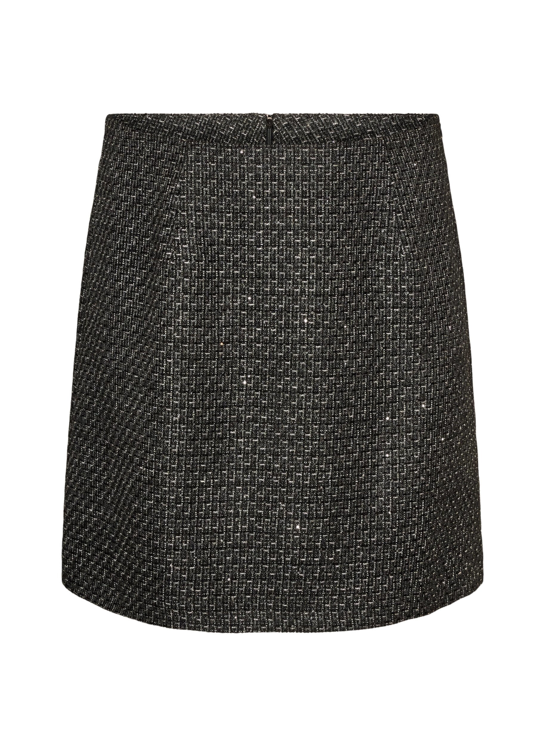 Kurzer Rock aus Boucl&eacute; mit Pailletten
