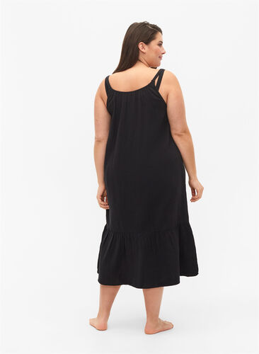 Langes Strandkleid aus Baumwolle, Black, Model image number 1