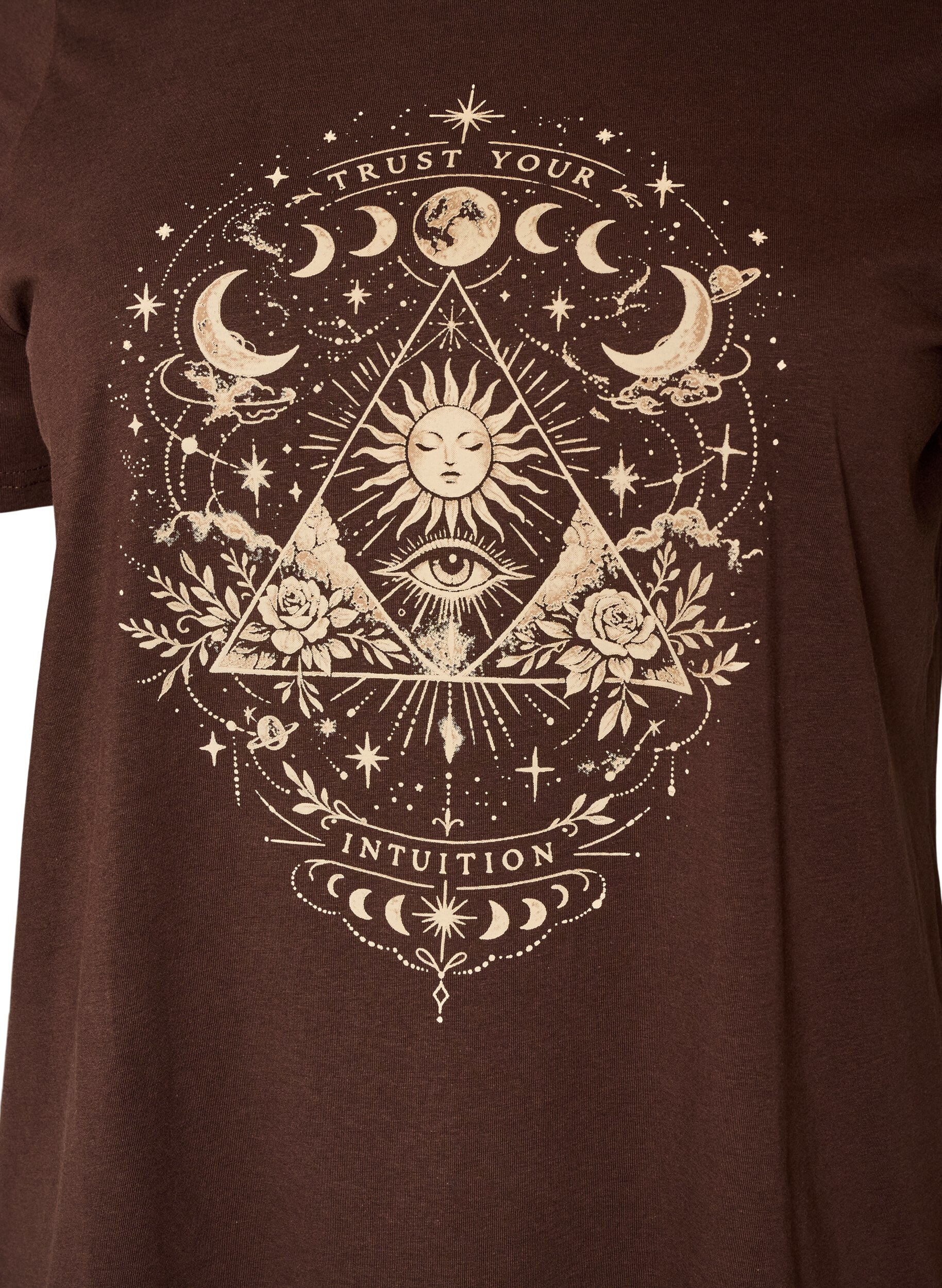 ZizziT-Shirt aus Baumwolle mit Frontprint, Braun, Packshot image number 2