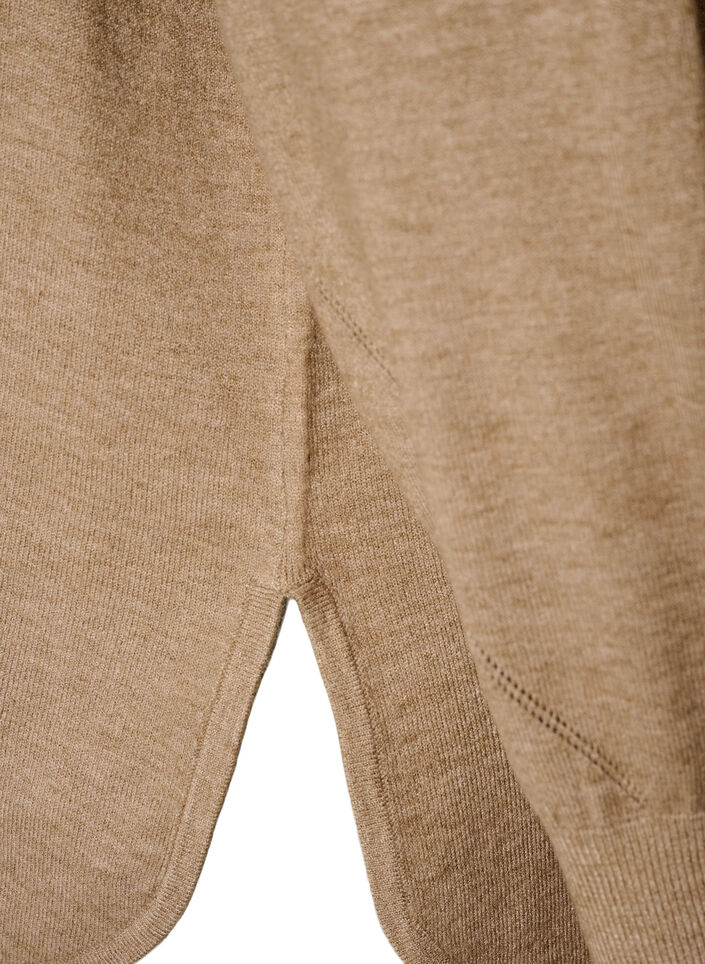 Strickbluse mit Rundhalsausschnitt und Strickmuster, Beige, Packshot image number 3