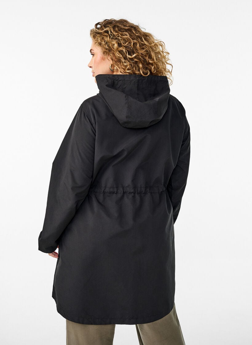 Leichter Parka mit Kapuze, Schwarz, Model image number 2