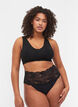 2er-Pack Tanga mit breitem Spitzenrand, Black, Model image number 0