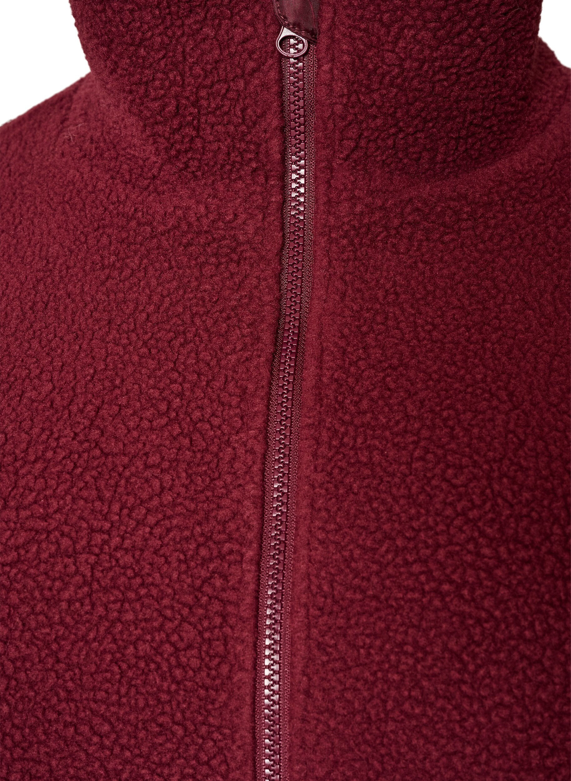 ZizziTeddyjacke mit Details aus Lochstickerei und hohem Kragen, Rot, Packshot image number 2
