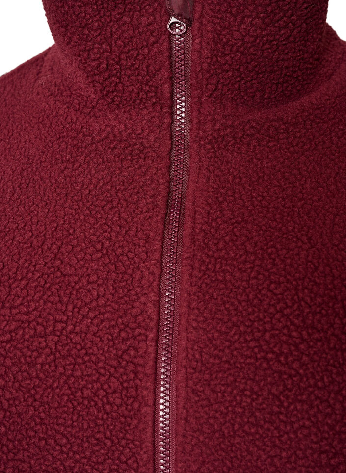 Teddyjacke mit Details aus Lochstickerei und hohem Kragen, Rot, Packshot image number 2