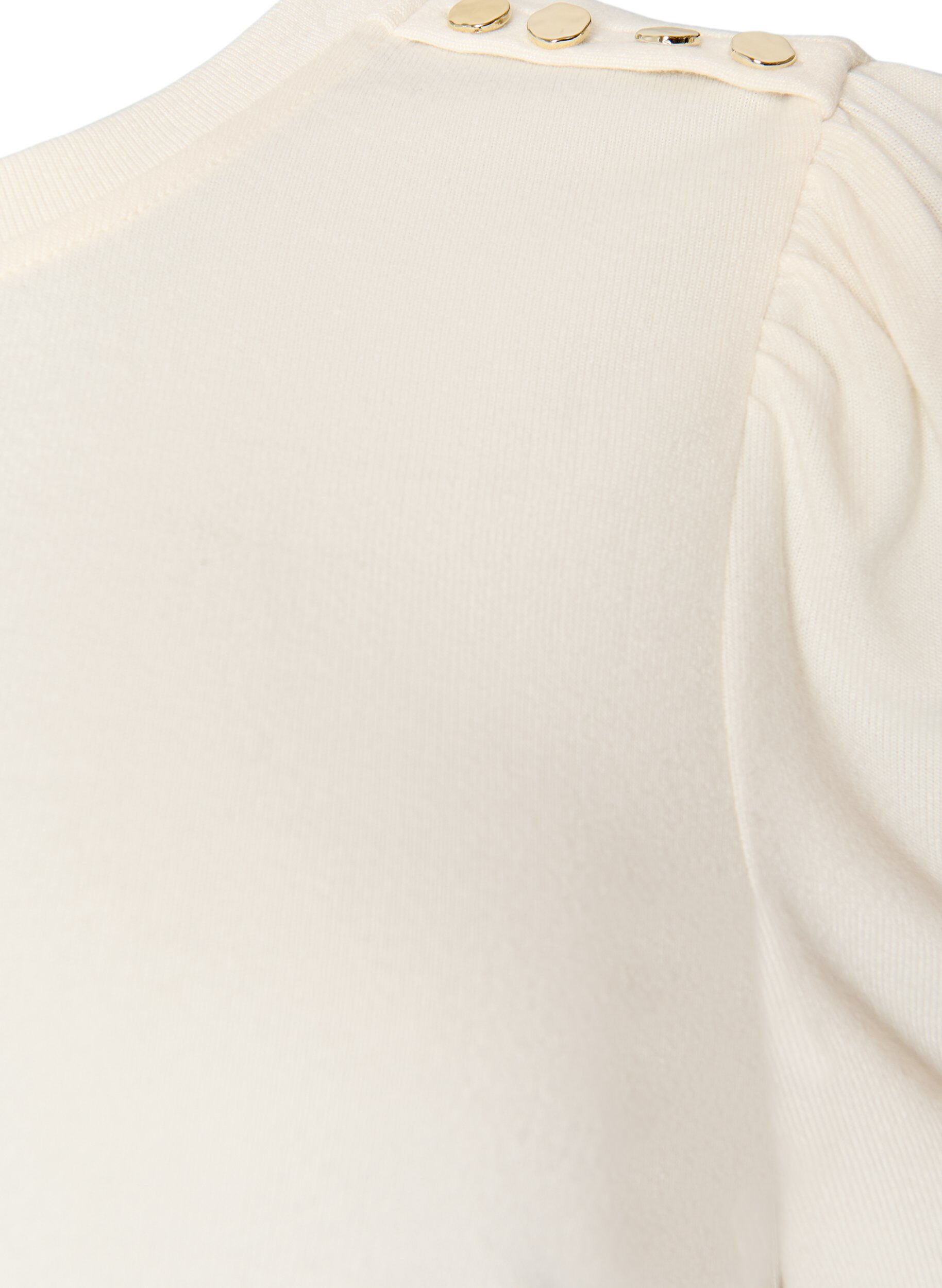 ZizziBluse mit Knopfdetail und kurzen Puff&auml;rmeln, Beige, Packshot image number 2