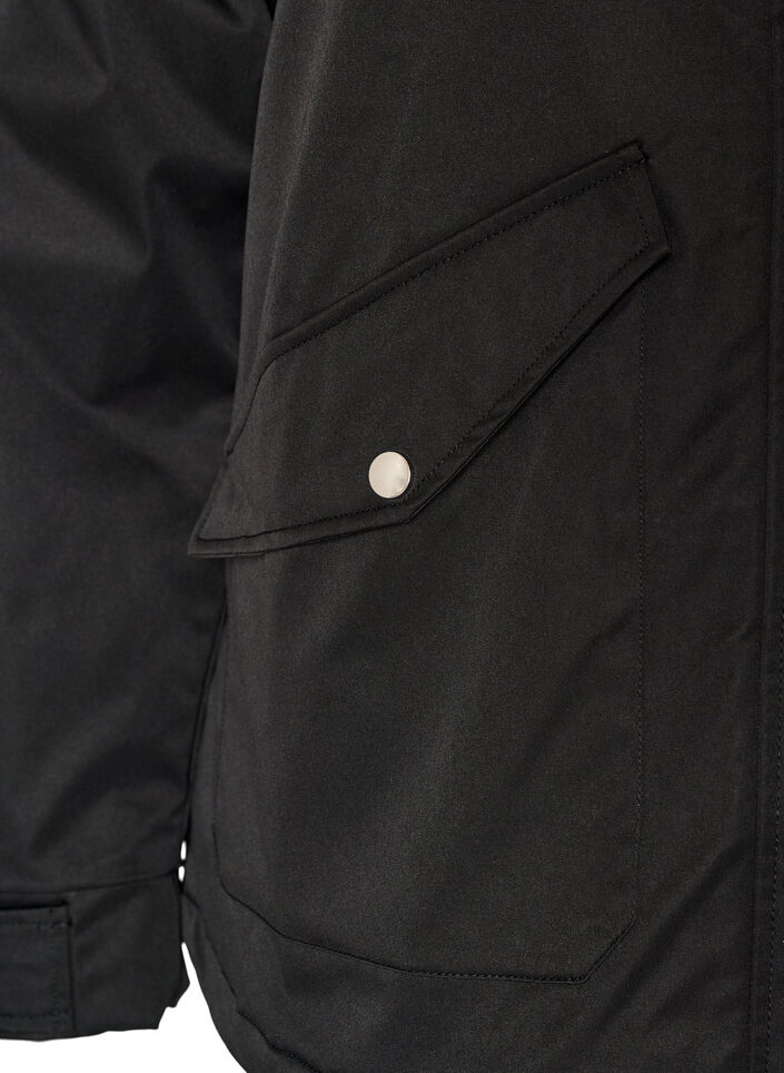 Gepolsterter Parka mit einer abnehmbaren Kapuze, Schwarz, Packshot image number 3