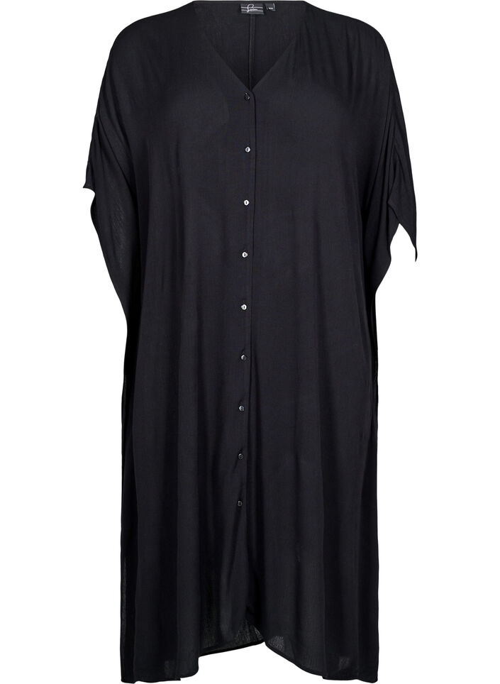 Kaftan-Strandkleid mit Knöpfen, Schwarz, Packshot image number 0