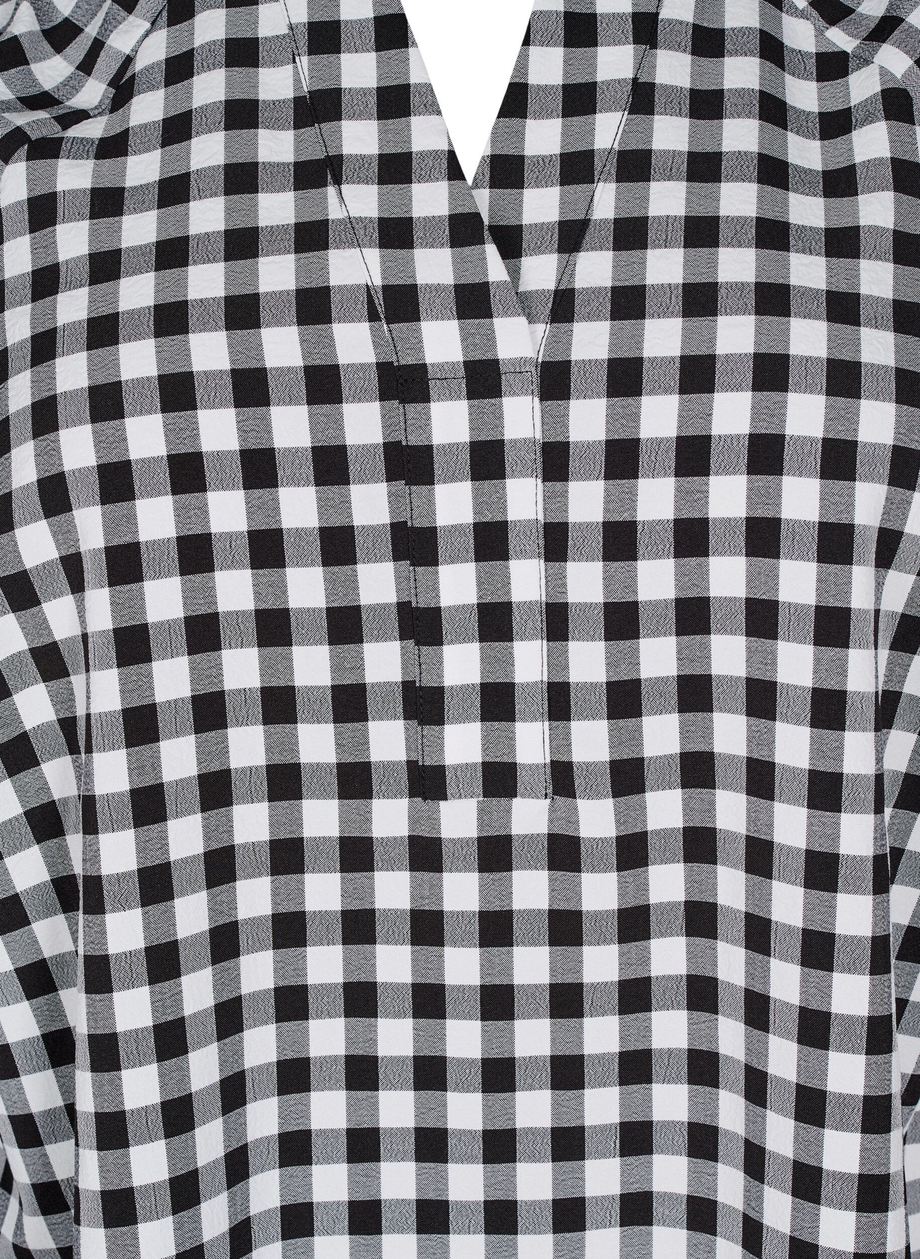 ZizziKarierte Tunika mit V-Ausschnitt, Black/W. Gingham, Packshot image number 2