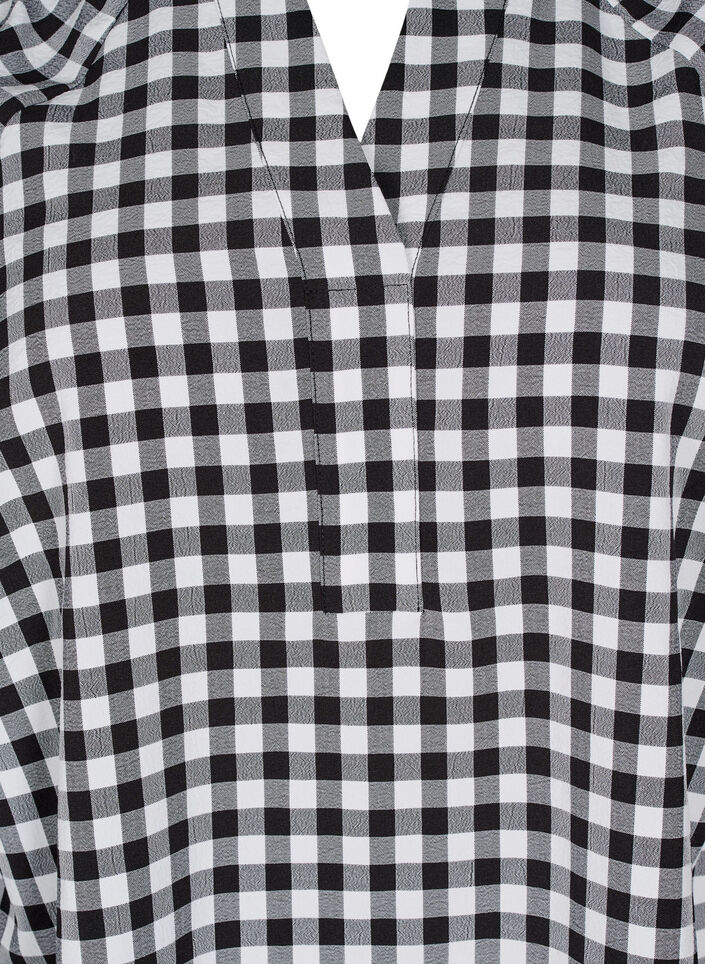 Karierte Tunika mit V-Ausschnitt, Black/W. Gingham, Packshot image number 2