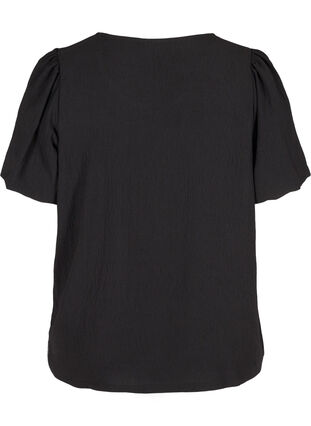 Bluse mit kurzen Puffärmeln, Black, Packshot image number 1