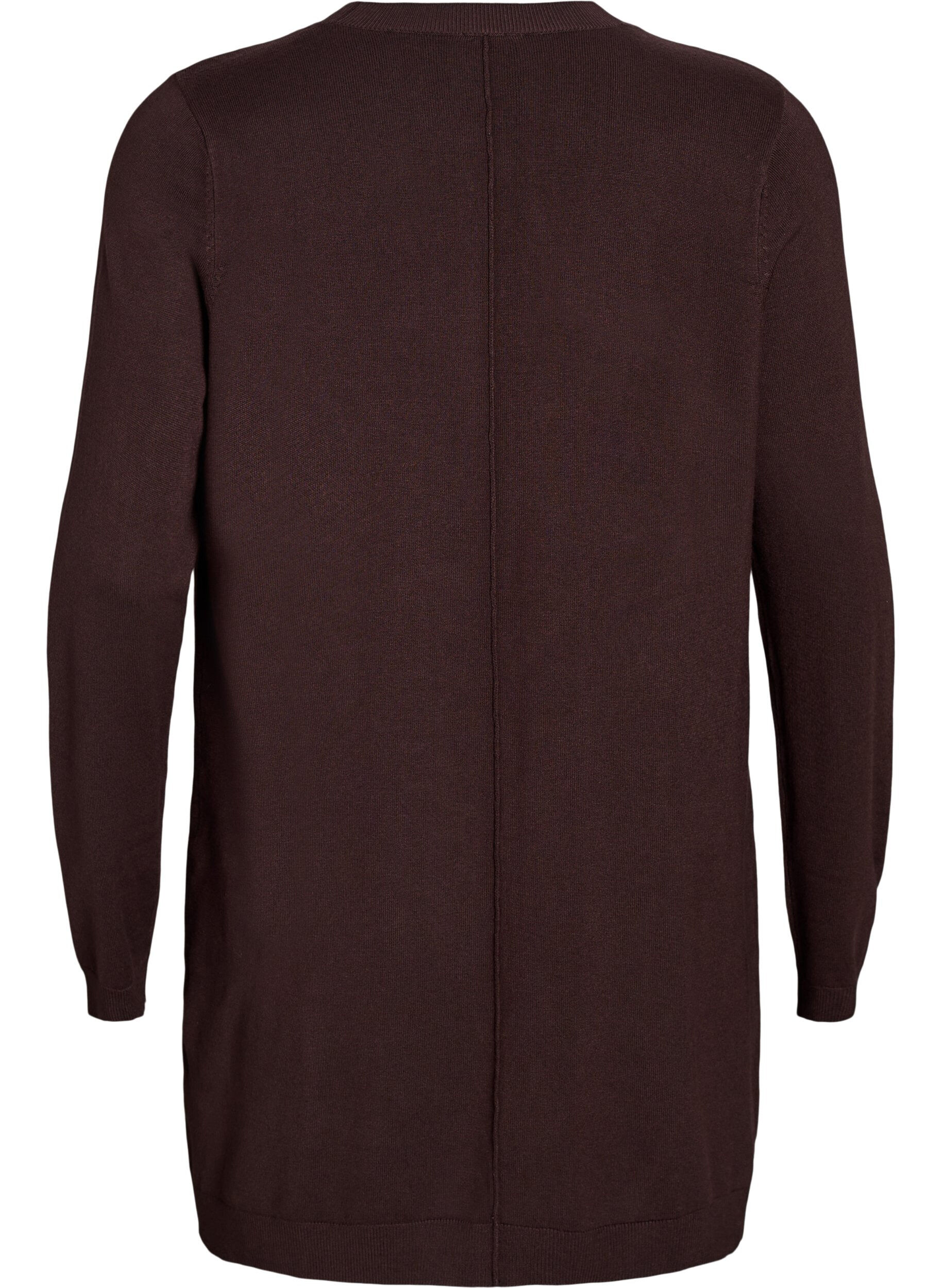 ZizziLange Strickjacke aus Viskose-Mischung, Braun, Packshot image number 1