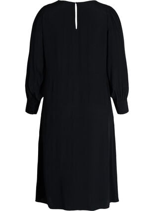 Lange Bluse aus Viskose mit hohem Schlitz, Black, Packshot image number 1