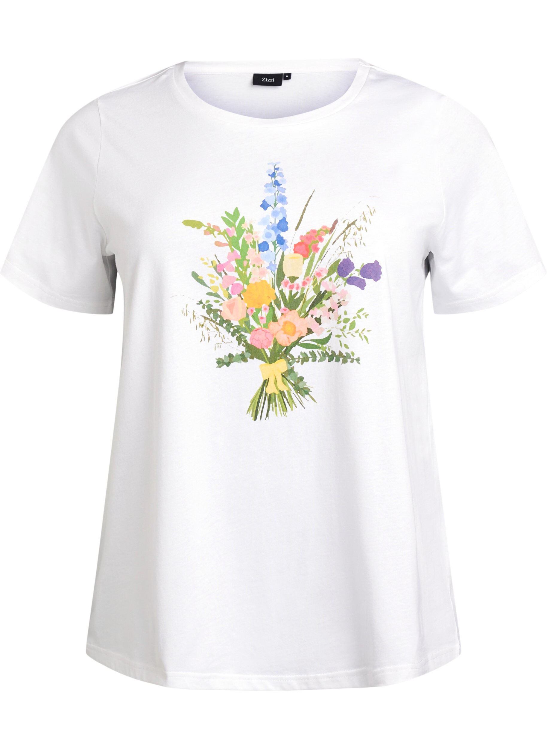 ZizziT-Shirt aus Bio-Baumwolle mit floralem Print, B. White w. Flower, Packshot image number 0
