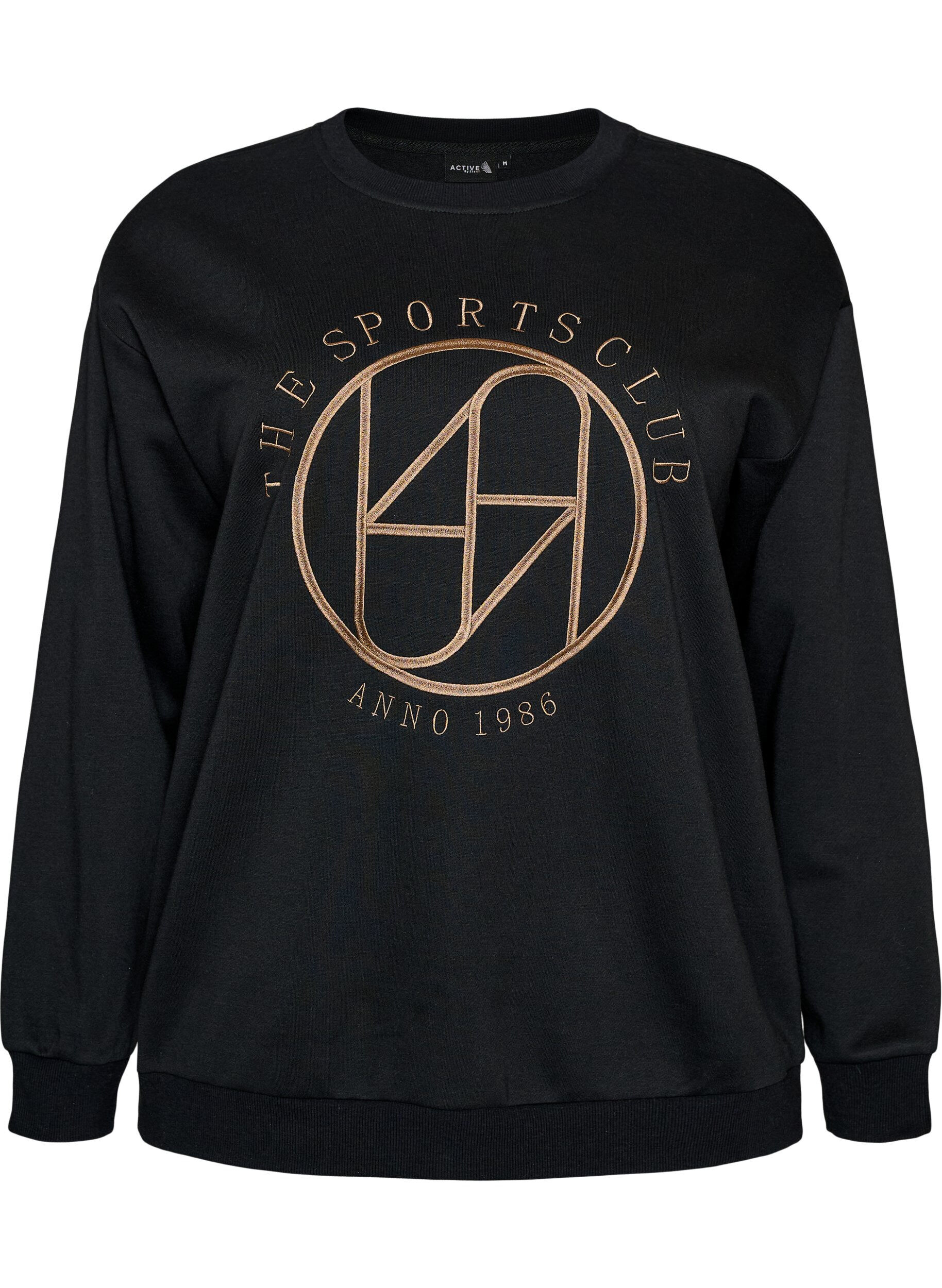 ZizziSweatshirt mit gesticktem Text, Schwarz, Packshot image number 0