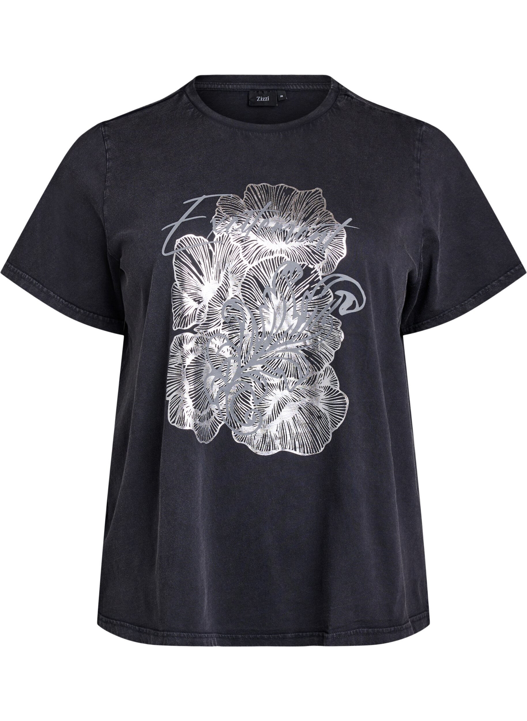 ZizziT-Shirt aus Bio-Baumwolle mit coolem Print, Grau, Packshot image number 0