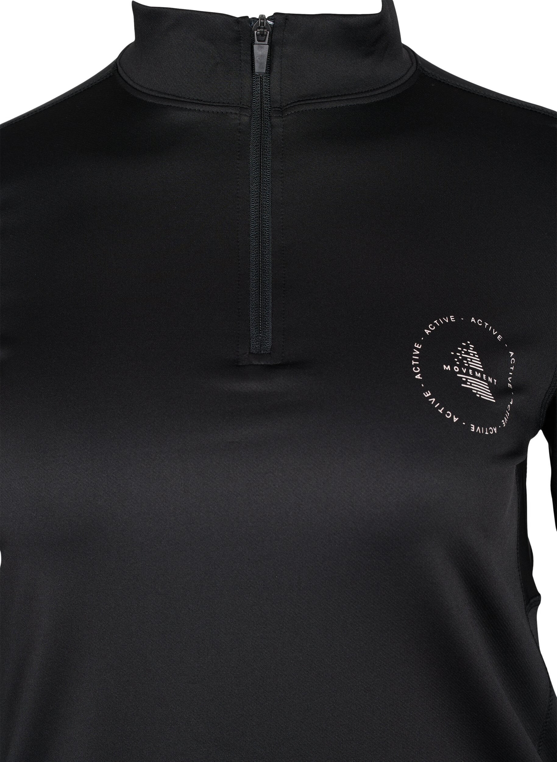 ZizziHochgeschlossenes Sporttop mit Rei&szlig;verschluss, Black, Packshot image number 3