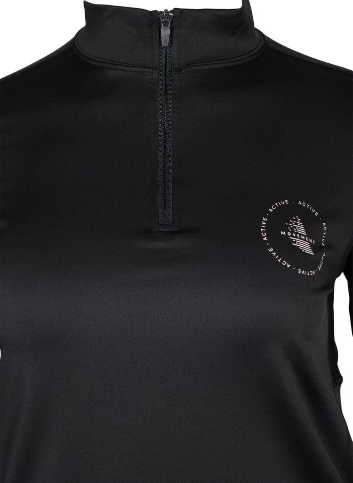 Hochgeschlossenes Sporttop mit Reißverschluss, Black, Packshot image number 3