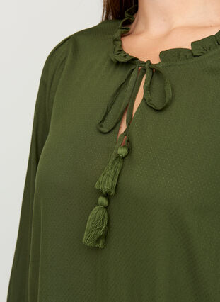 Viskose Kleid mit Schleifendetail, Rifle Green, Model image number 2