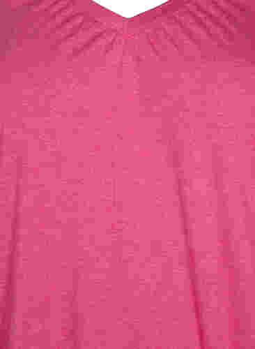 Meliertes T-Shirt mit elastischem Saum, Beetroot Purple Mél, Packshot image number 2