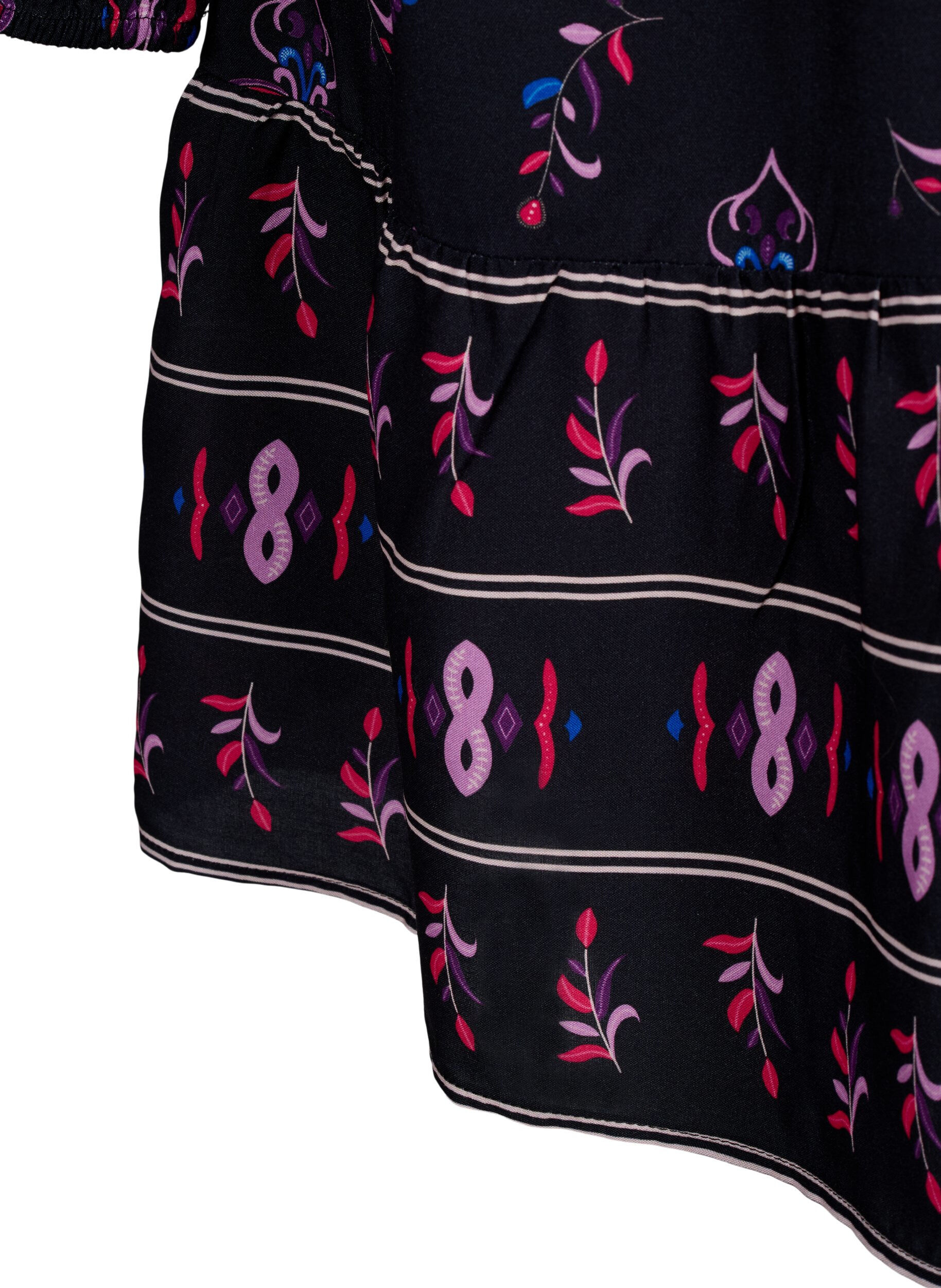ZizziBedrucktes lang&auml;rmeliges Viskosekleid, Black Pink AOP, Packshot image number 4