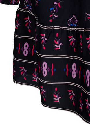 Bedrucktes langärmeliges Viskosekleid, Black Pink AOP, Packshot image number 4