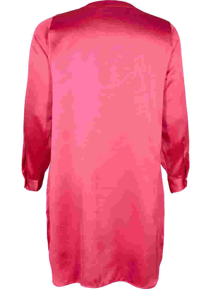 Langes glänzendes Hemd mit Einschnitt, Pink Flambé, Packshot image number 1
