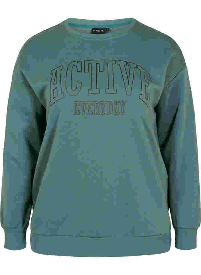 Sweatshirt mit sportlichem Aufdruck, Dark Forest, Packshot image number 0