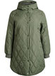 Mittellange Steppjacke mit Kapuze, Gr&uuml;n, Packshot image number 0