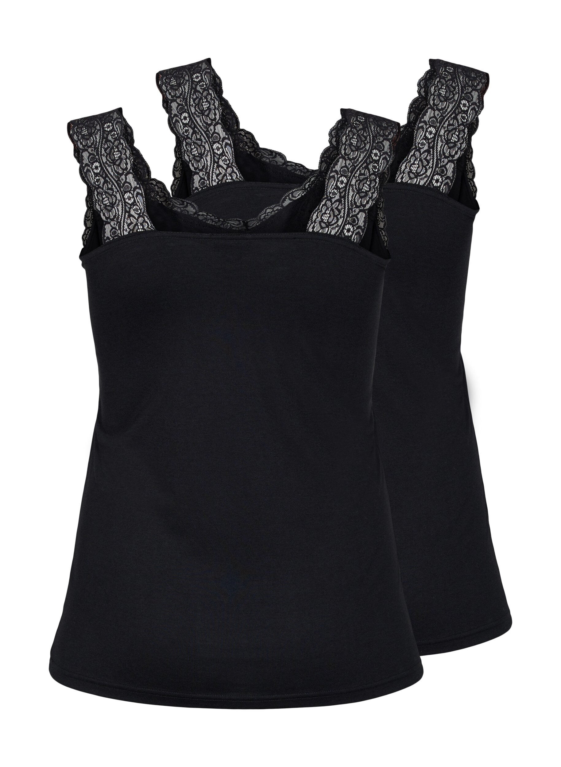 Zizzi2er-Pack Tops mit Spitze, Black / Black, Packshot image number 1
