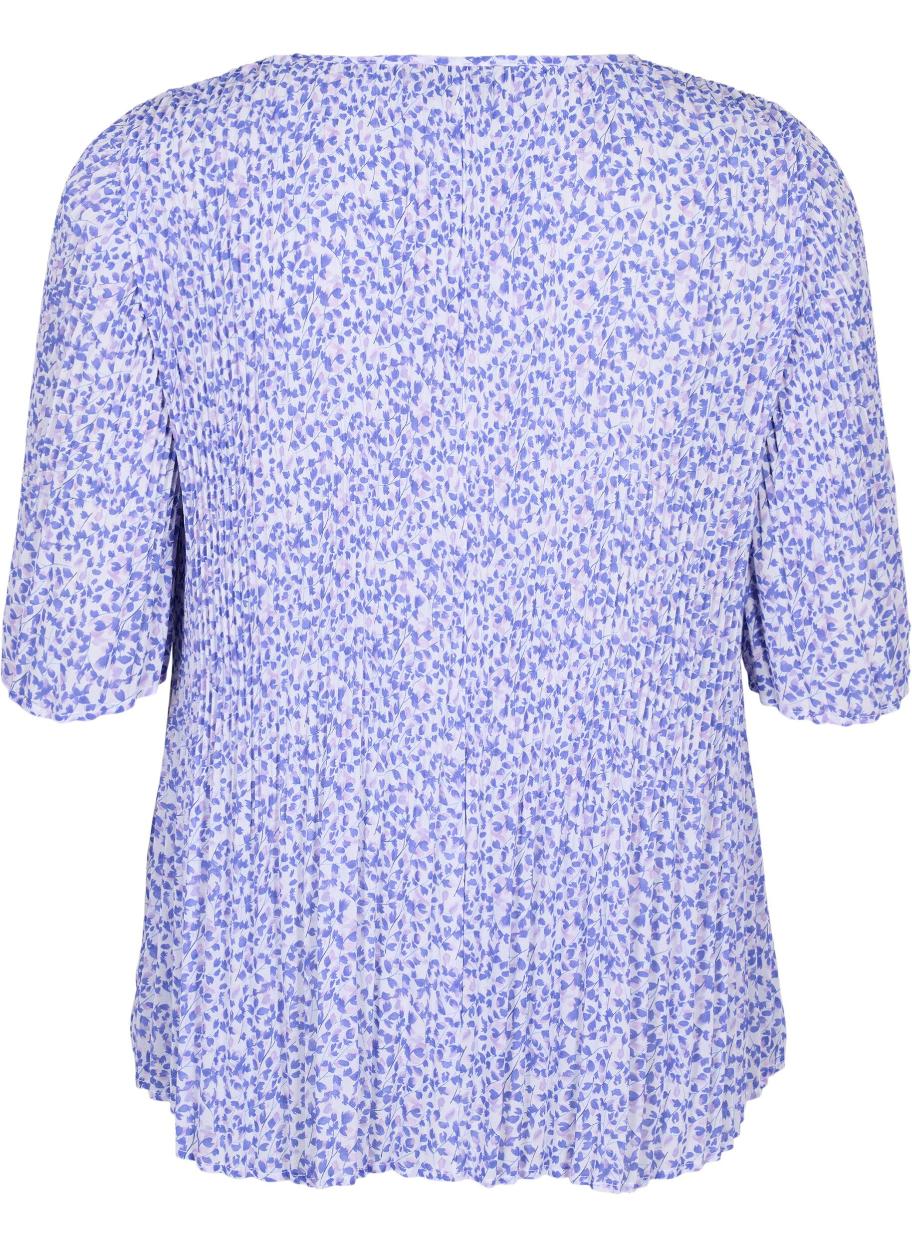 Zizzi Plisseebluse mit Blumenmuster, Small Flower AOP, Packshot image number 1