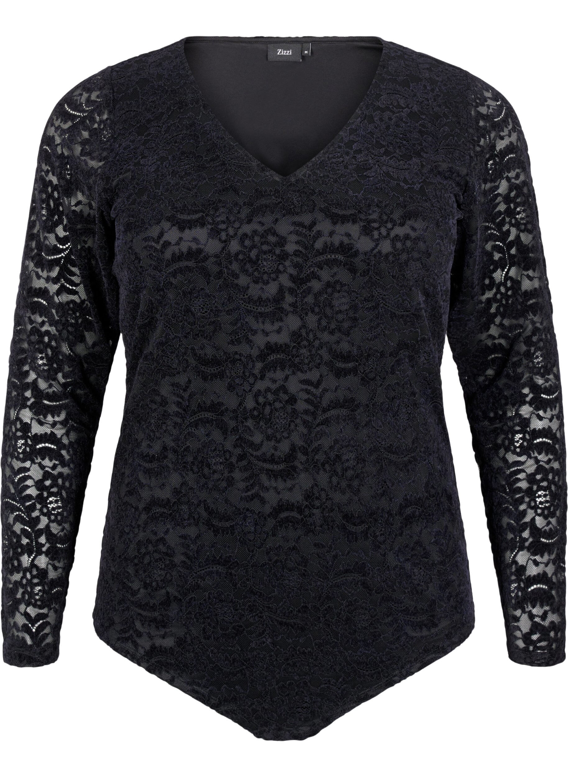 Spitzen-Body mit langen &Auml;rmeln