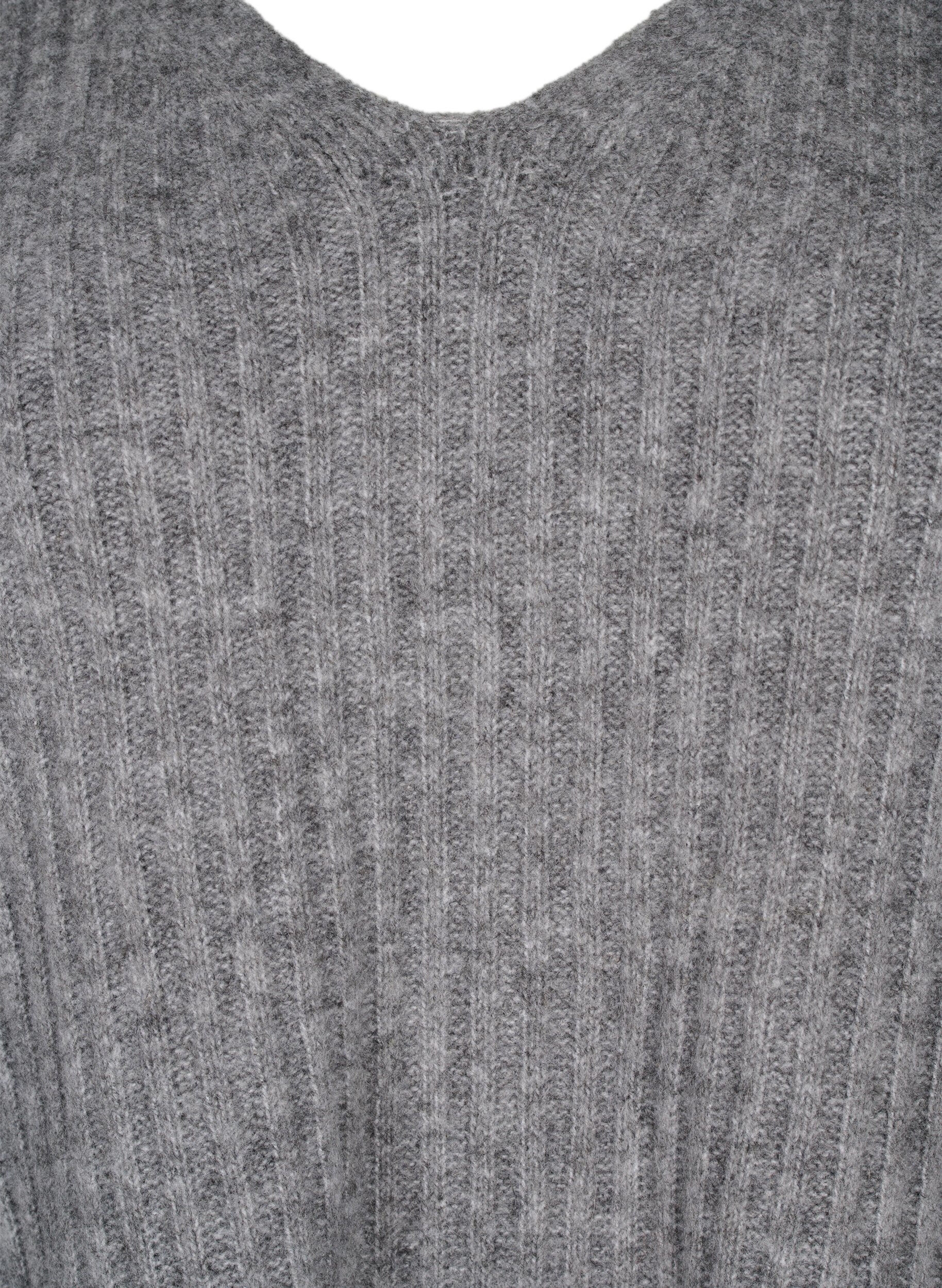 ZizziStrickpullover mit Schlitz, Light Grey Melange, Packshot image number 2