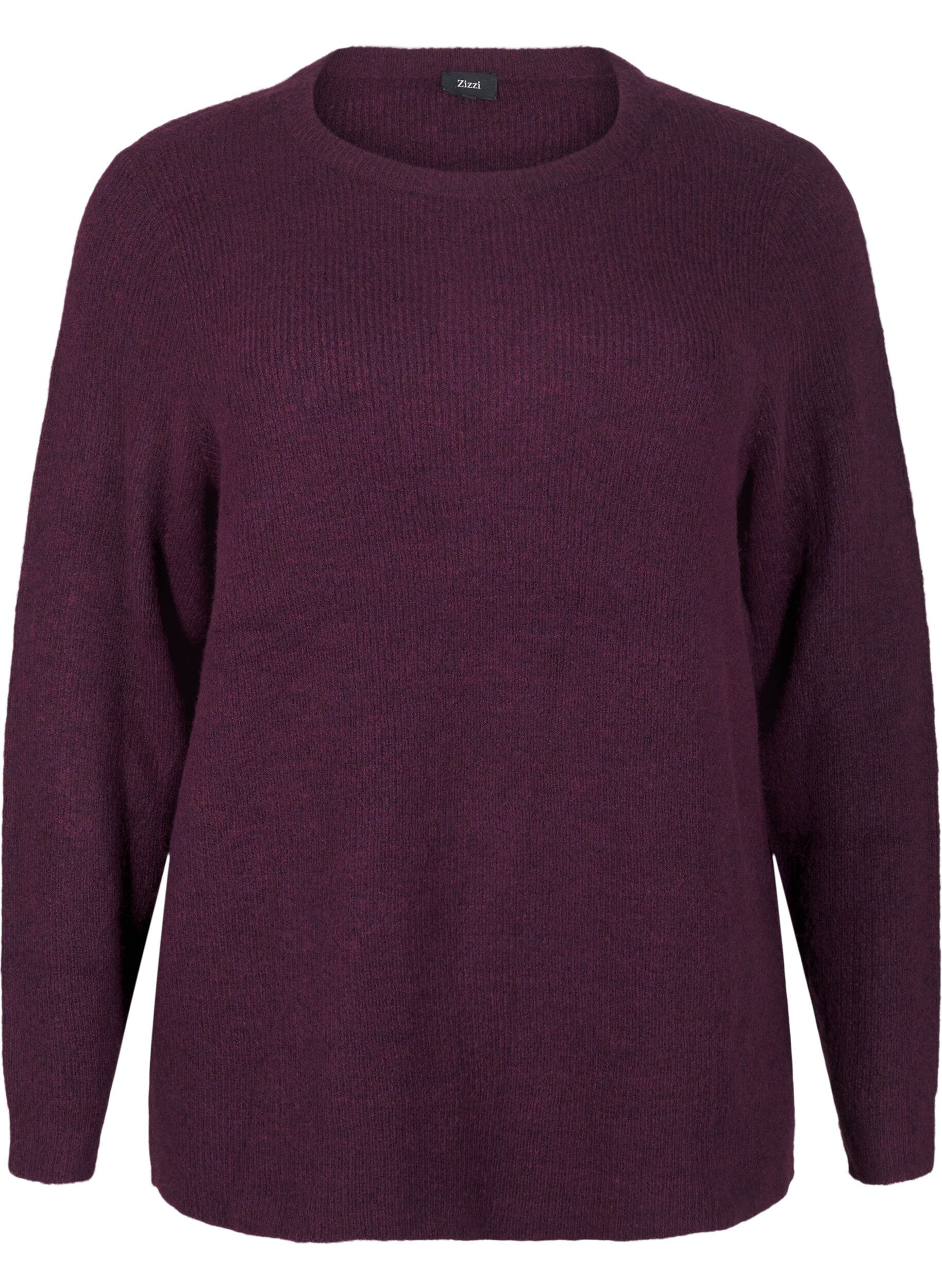 ZizziMelange-Pullover mit Rundhalsausschnitt, Potent Purple Mel., Packshot image number 0